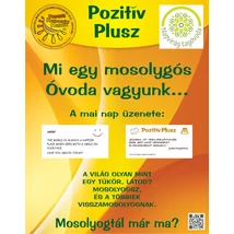 Szülőváró/Vendégváró Pozitív Plusz tábla saját logóval - 60 db Pozitiv Plusz,  60 db Mosoly kártyalap és 60 angol nyelvű kártyalappal